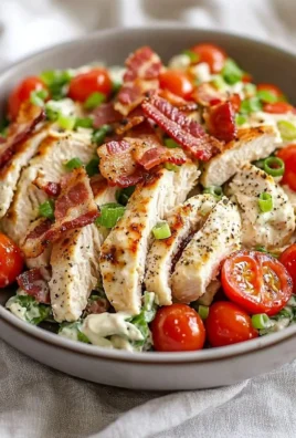 Delicious BLT Chicken Salad with crispy bacon, lettuce, and grilled chicken