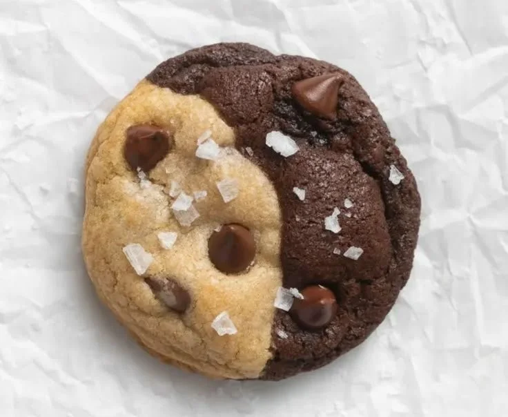 Delicious Brookie Cookies with layers of brownie and chocolate chip cookie dough.