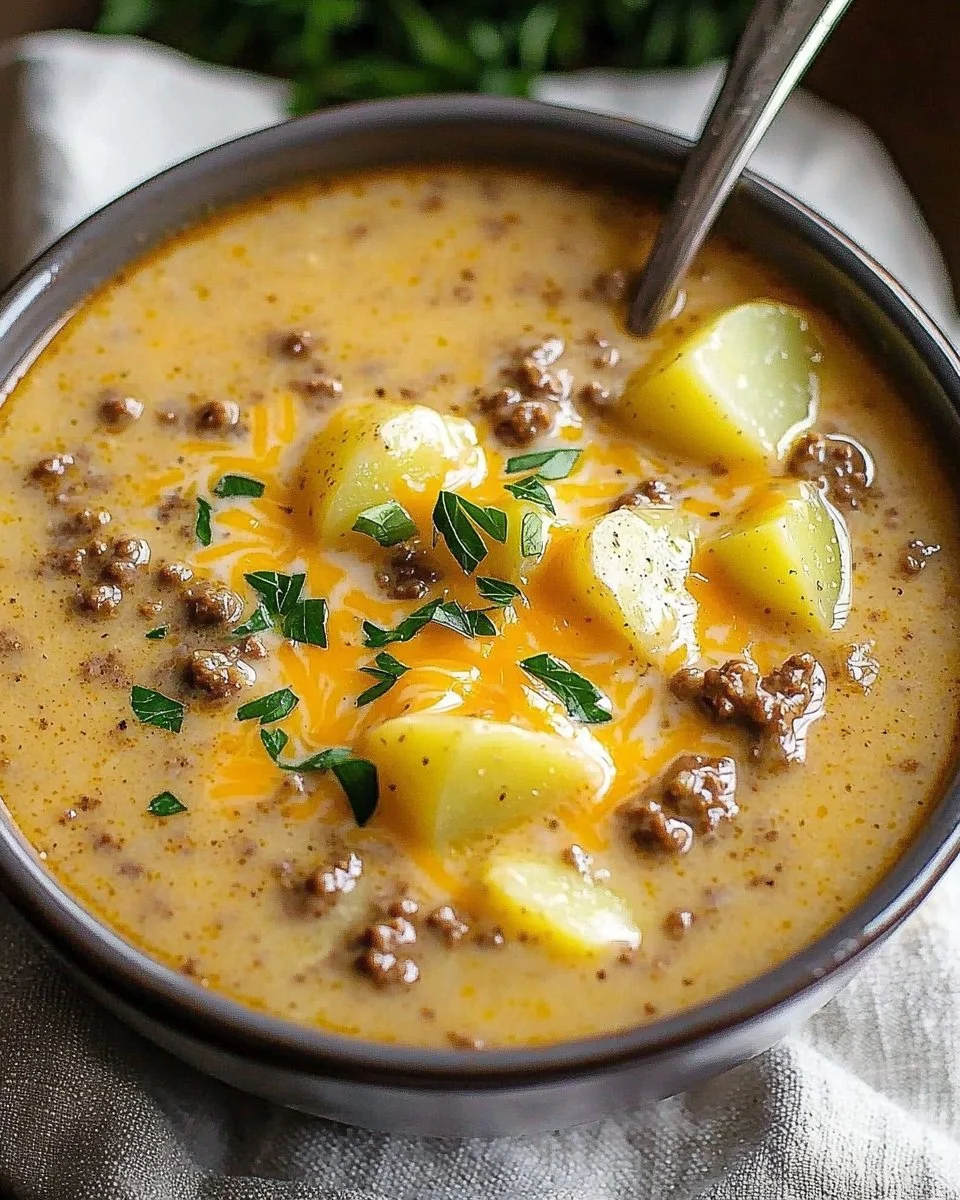 Cheesy Beef and Potato Soup