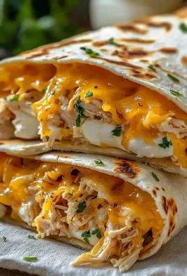 Cheesy garlic chicken wraps served on a plate, garnished with herbs