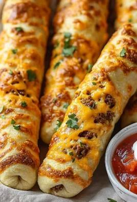 Delicious cheesy taco sticks served with dipping sauce.