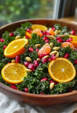 Citrus Pomegranate Kale Salad with fresh greens and vibrant colors