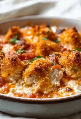 Cottage Cheese Chicken Parmesan Bowl garnished with herbs