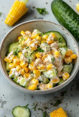 Creamy Corn and Cucumber Salad served in a bowl with fresh ingredients