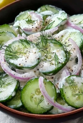 Bowl of creamy cucumber salad with fresh herbs and spices