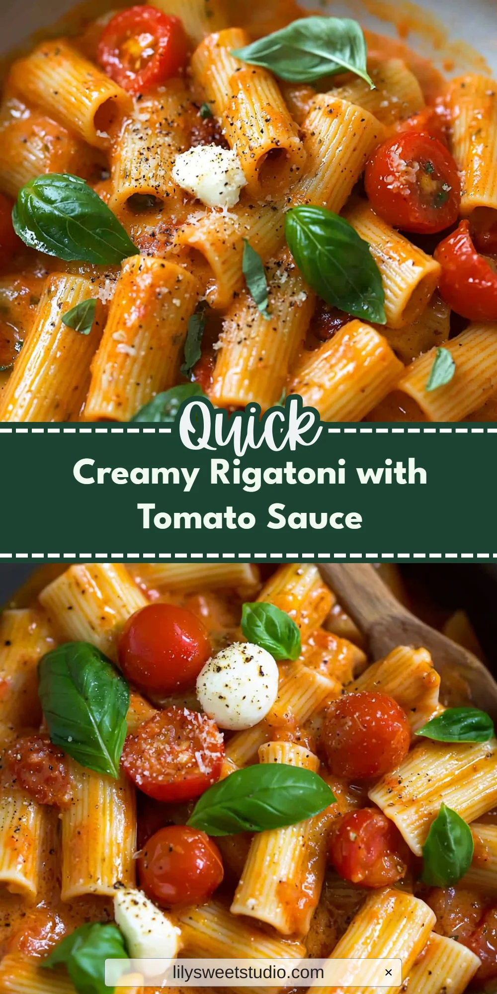 Creamy Rigatoni with Tomato Sauce