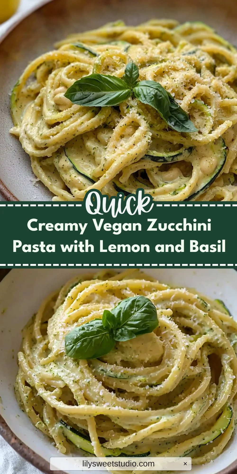 Creamy Vegan Zucchini Pasta with Lemon and Basil