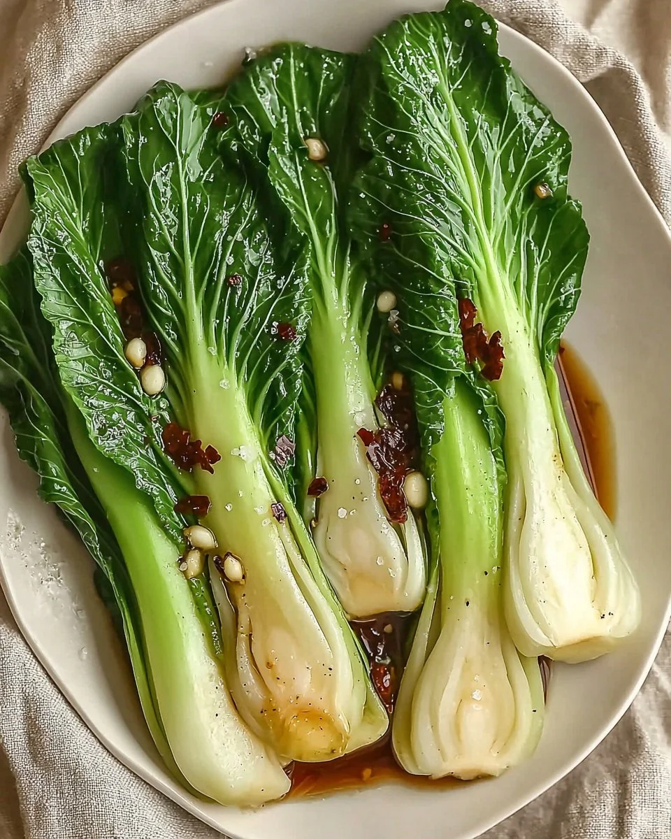 Easy Bok Choy with Garlic Soy Sauce recipe ingredients and final dish image