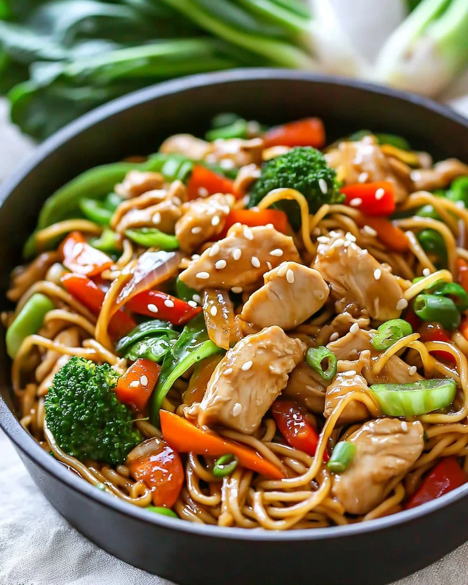 Delicious easy chicken stir fry with colorful vegetables