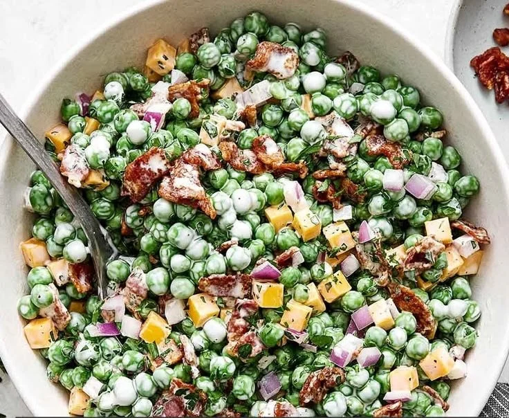 Easy Cold Pea Salad with Bacon
