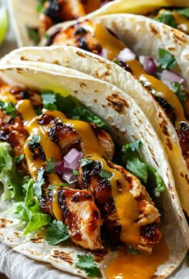 Garlic Butter Honey BBQ Chicken Tacos served on a plate with toppings