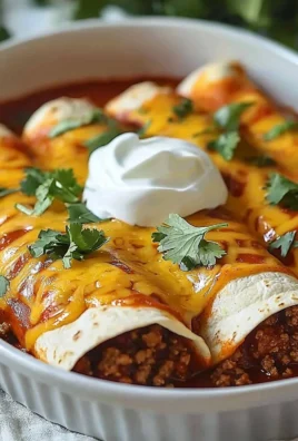 Delicious ground beef enchiladas topped with cheese and sauce