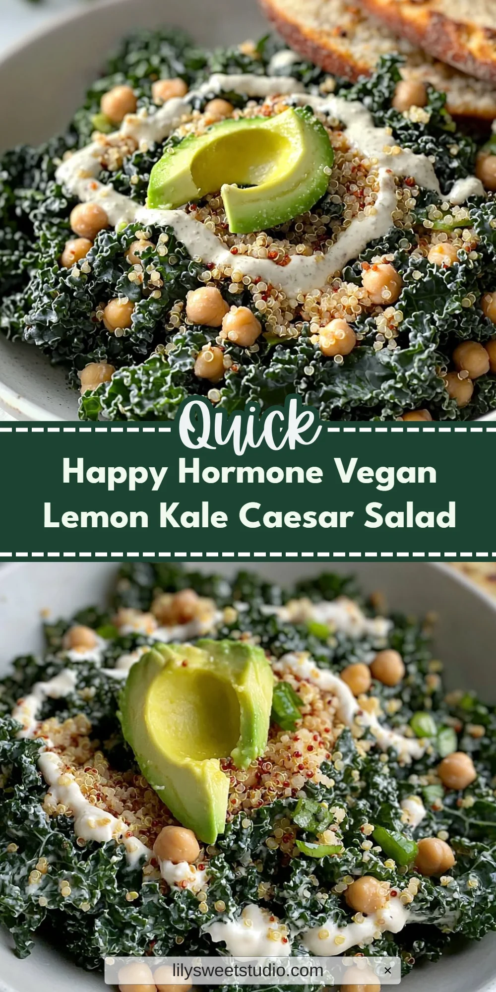 Happy Hormone Vegan Lemon Kale Caesar Salad