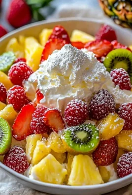 Delicious Hawaiian Cheesecake Salad with tropical fruits and creamy texture
