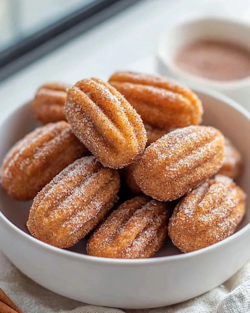 Delicious healthy baked churro bites dusted with cinnamon sugar