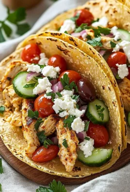 Delicious Healthy Mediterranean Chicken Tacos ready to be served