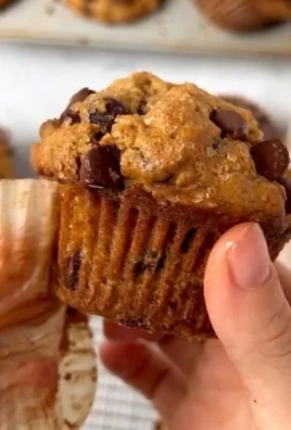 Healthy oat chocolate chip muffins fresh out of the oven