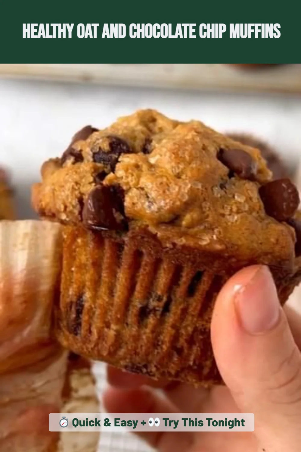 Healthy Oat and Chocolate Chip Muffins