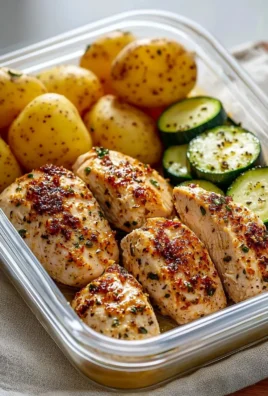 Delicious Lemon Garlic Chicken meal prep in containers for healthy eating