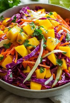 Colorful bowl of Mango Slaw with fresh mango, vegetables, and dressing