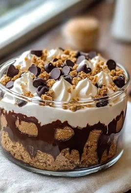 Delicious no-bake peanut butter chocolate mousse dessert in a clear glass bowl