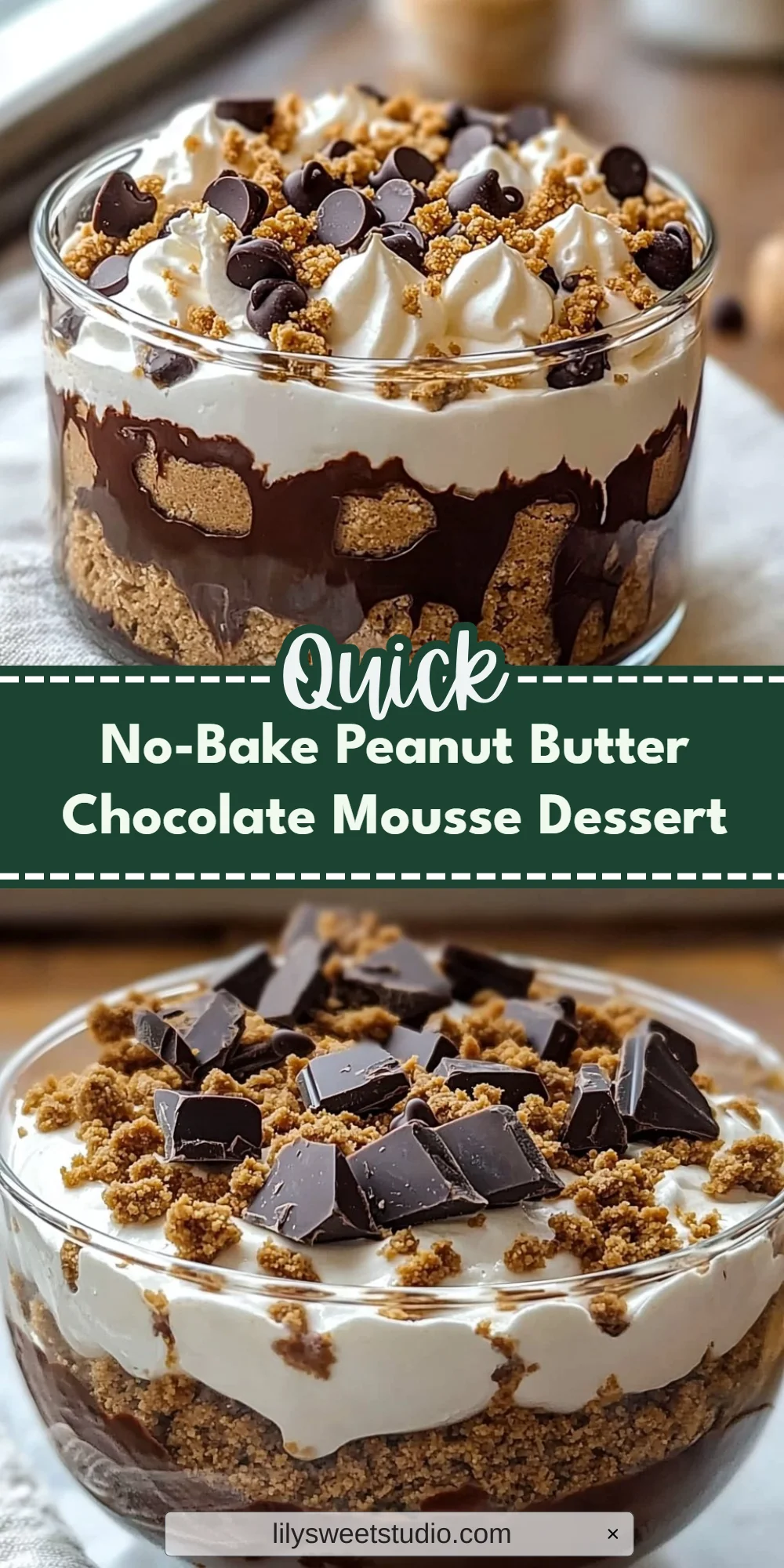 No-Bake Peanut Butter Chocolate Mousse Dessert