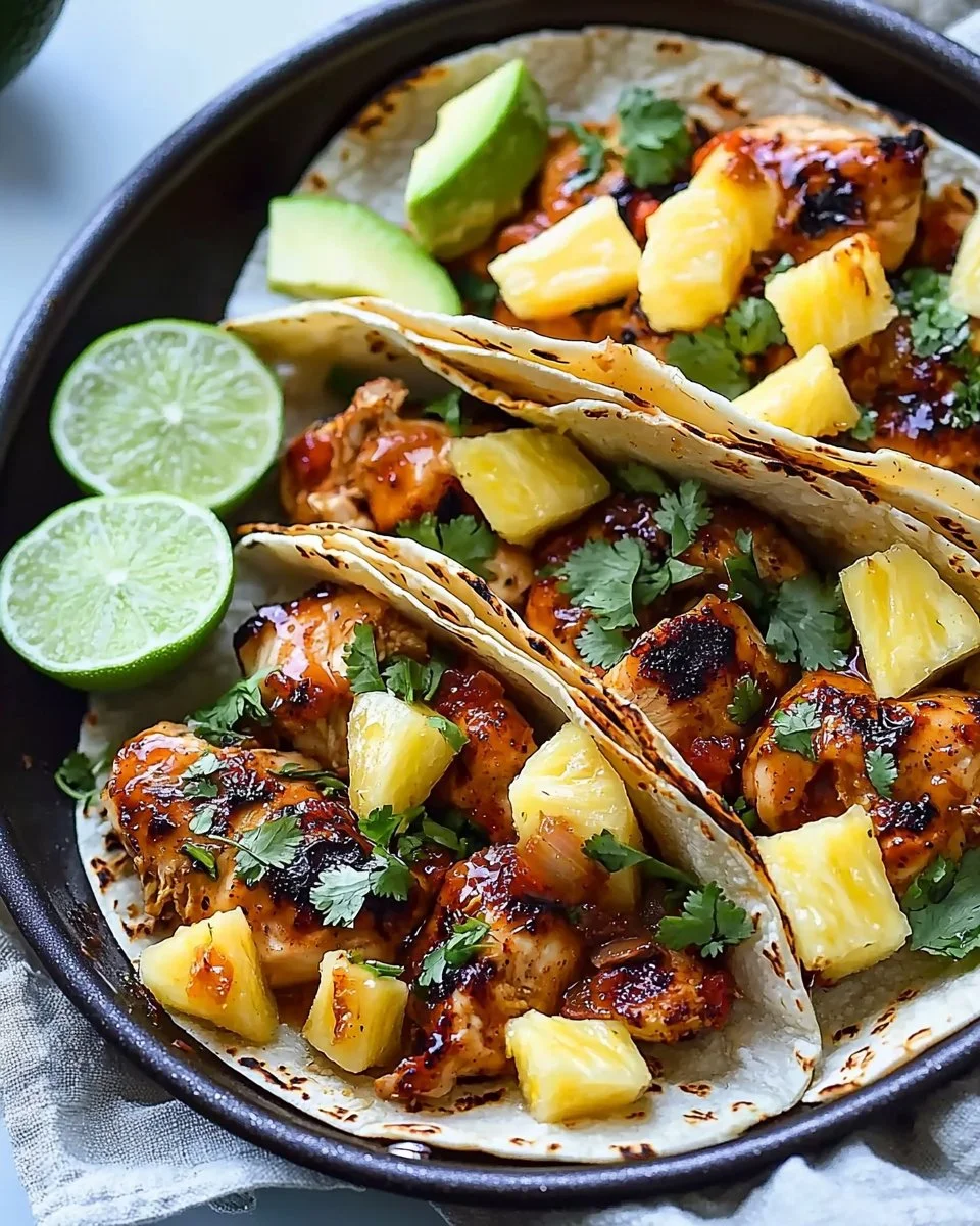One Pan Chicken & Pineapple Tacos