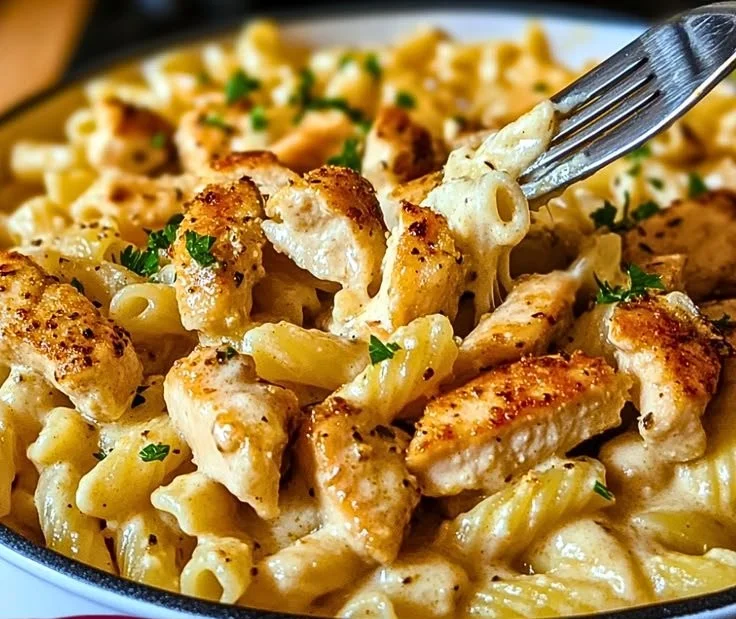 Delicious one pot creamy garlic parmesan pasta served in a bowl