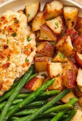 Parmesan Crusted Chicken Sheet Pan Dinner with vegetables and herbs