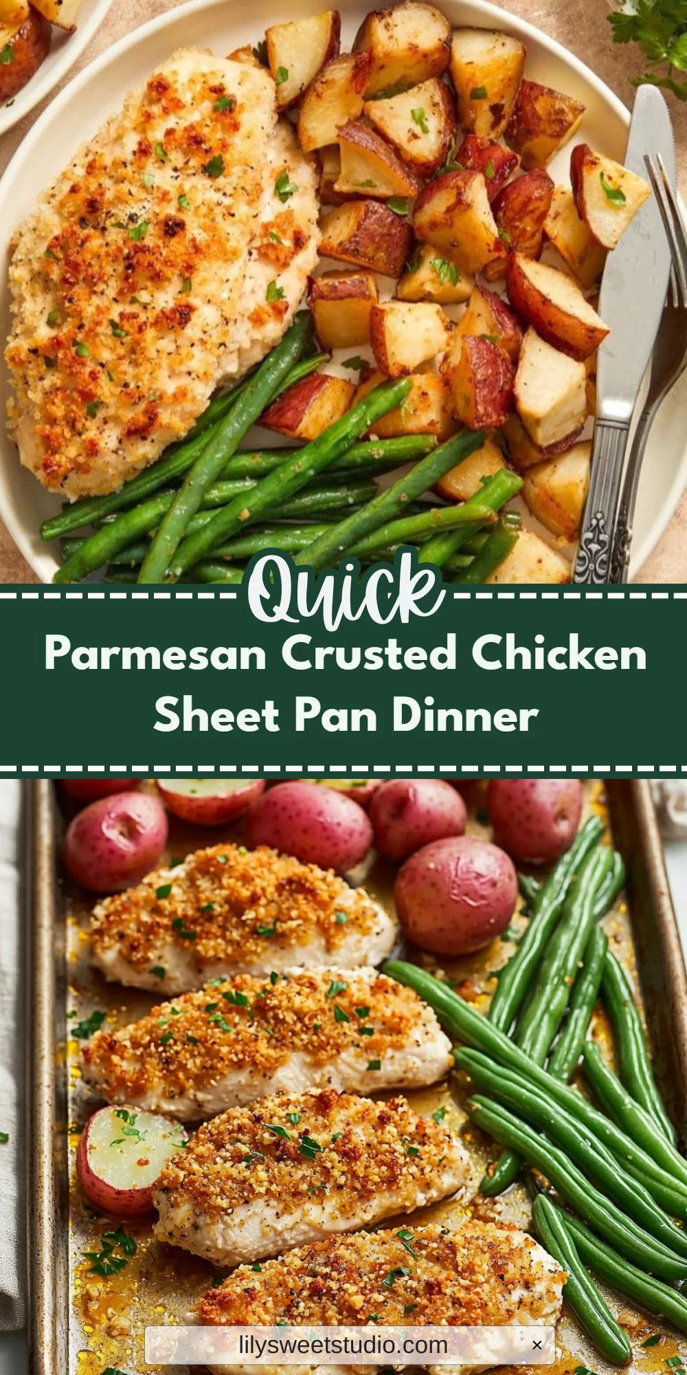 Parmesan Crusted Chicken Sheet Pan Dinner