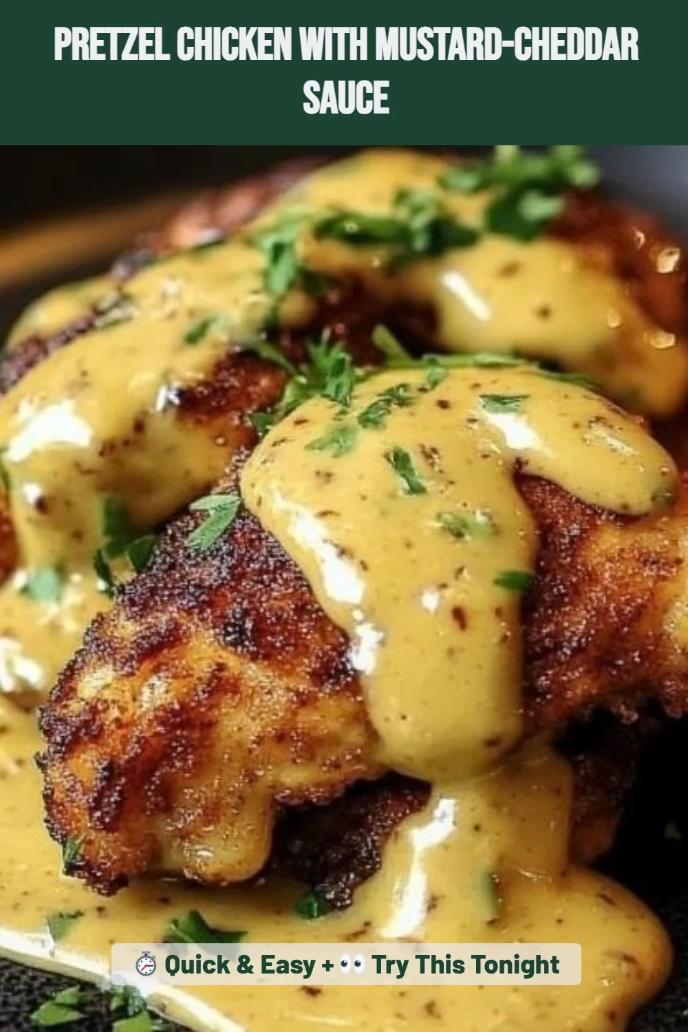 Pretzel Chicken with Mustard-Cheddar Sauce