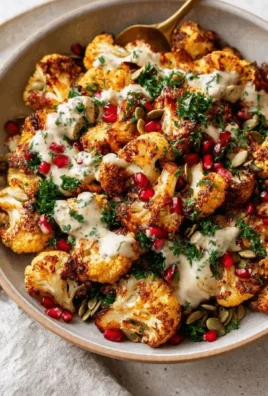 Roasted cauliflower tahini salad with fresh greens and tahini dressing