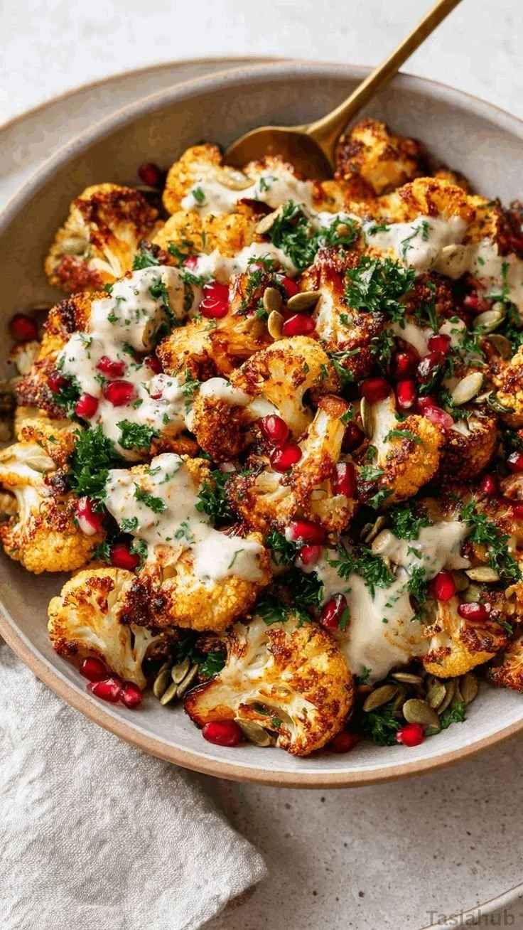 Roasted Cauliflower Tahini Salad