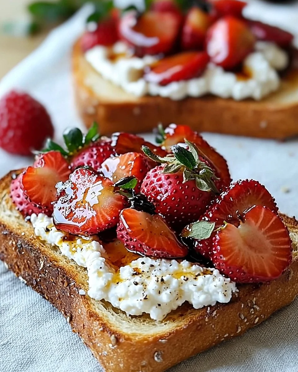 Roasted Strawberry Whipped Ricotta Toast