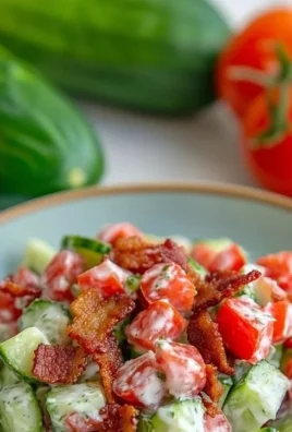 Savory cucumber salad with bacon, fresh ingredients and vibrant flavors