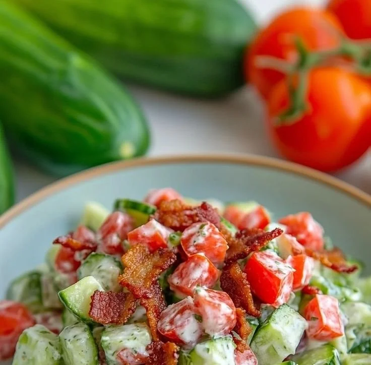 Savory Cucumber Salad with Bacon