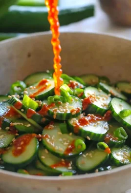 Spicy Asian Cucumber Salad with fresh cucumbers and chili dressing
