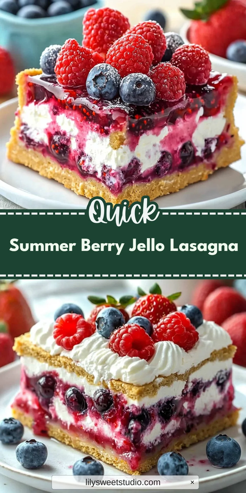 Summer Berry Jello Lasagna