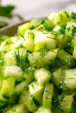 Refreshing cucumber celery salad with green apple and herbs