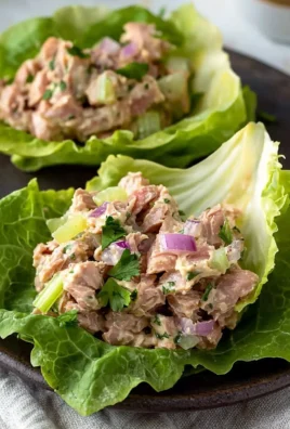 Healthy tuna lettuce wraps with fresh ingredients ready to serve