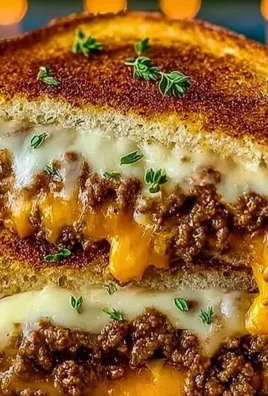 Ultimate cheesy ground beef melt topped with gooey cheese