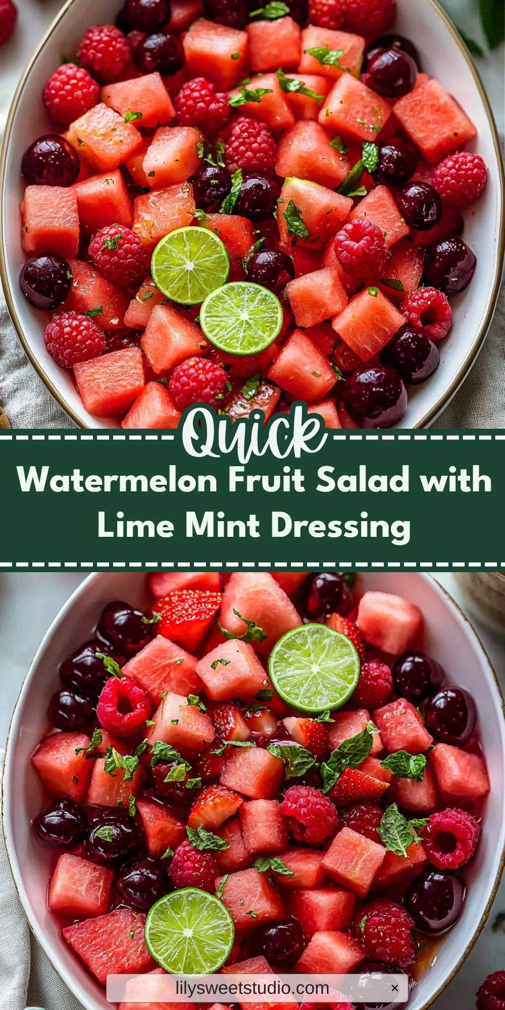 Watermelon Fruit Salad with Lime Mint Dressing